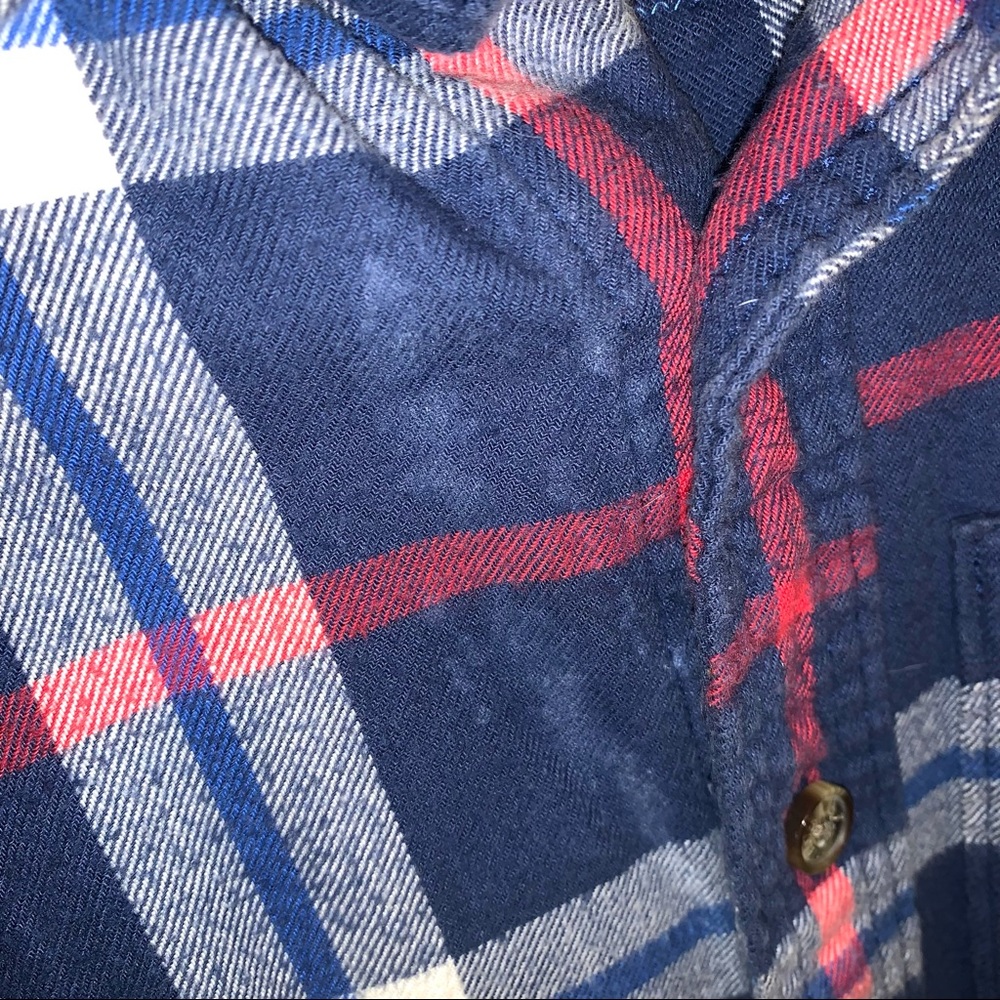 Hollister Distressed Patchwork Plaid Flannel Top M - image 4